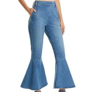 Frame Denim Flounce Side Zip Flare Bell Bottom Crop Jeans Copeland Wash
